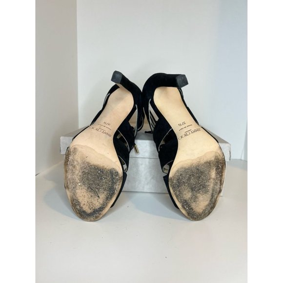 Jimmy Choo Black Suede Gladiator Sandals, Size 37.5 - Picture 6 of 7